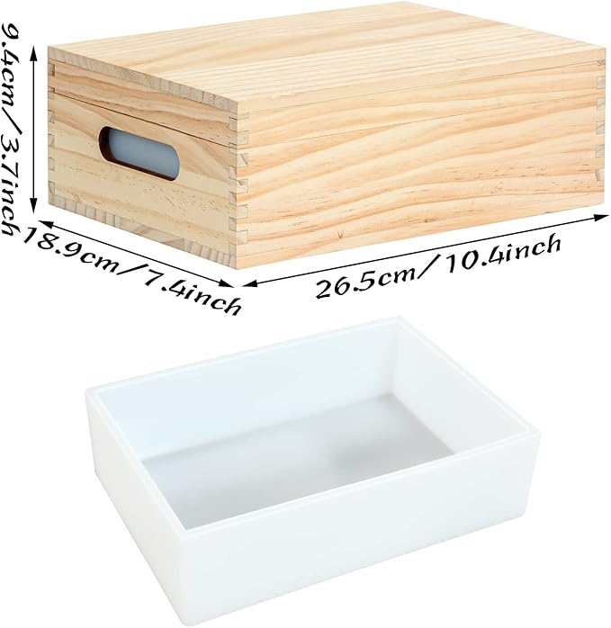 Rectangle Soap Molds for Soap Making, 2.2L/77oz Silicone Soap Making Mold with Wooden Box and Lid for DIY Handmade Soap Making