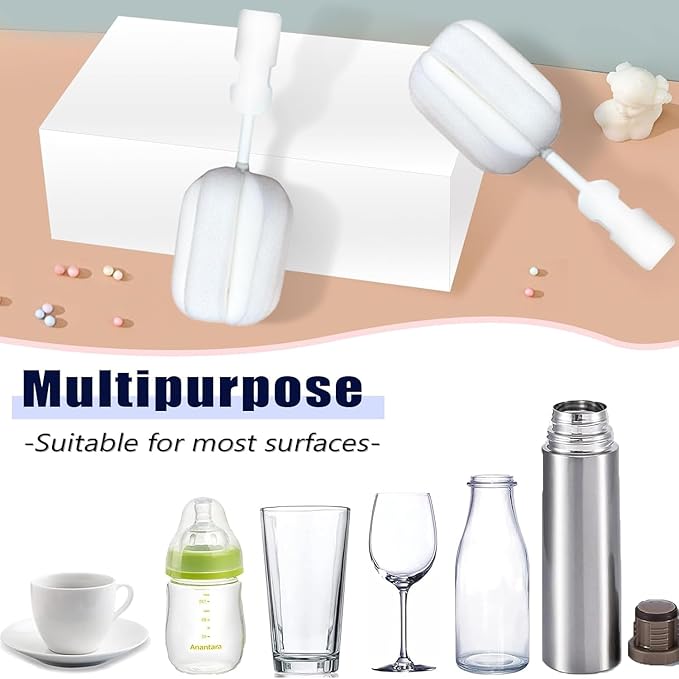 12 PCS Sponge Bottle Brushes Replacement Head Soft Sponge Brush Heads Environmental Protection Cup Cleaner Brush Refill Heads Without Handle (Brush Head 12PCS)