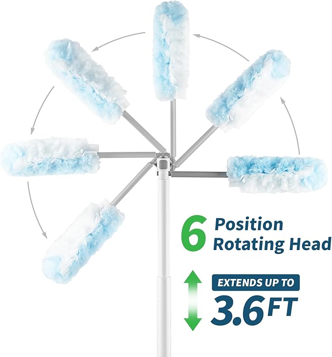 oshang Duster Heavy Duty 3.6 ft Extended Handle Dusting Kit - Multi-Surface Cleaning | Home, Office, Furniture, Ceiling Fan | Powerful Dust Removal | Feather Dusters (1 Duster + 12 Refills)