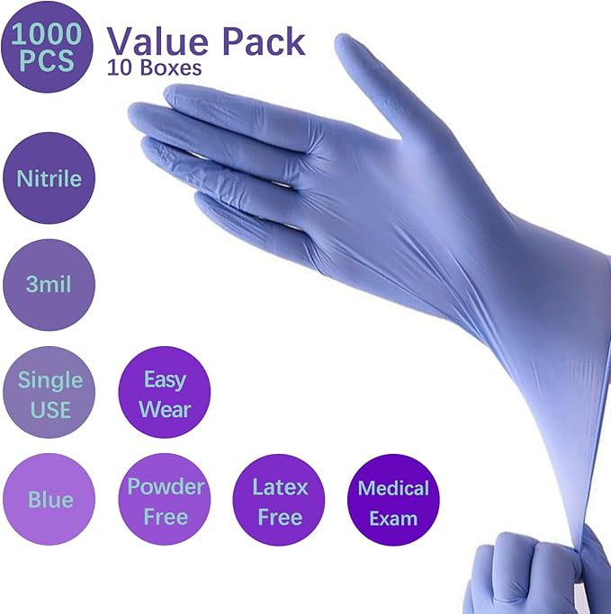 Nitrile Food Safe Disposable Medical Gloves Latex Free Powder Free for Food Prep Cooking Cleaning Exam 3mil