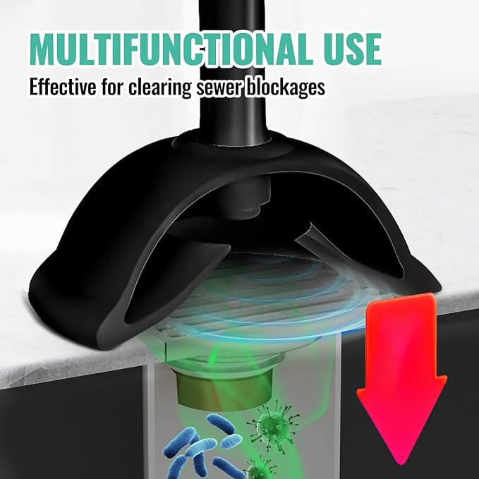 3 in 1 Toilet Brush and Plunger Set with Crevice Cleaning Brush, Toilet Plunger and Brush Set with Extra Long Handle, Plungers for Bathroom Accessories, Toilet Plunger Abrasive Spiral Brushes, Black