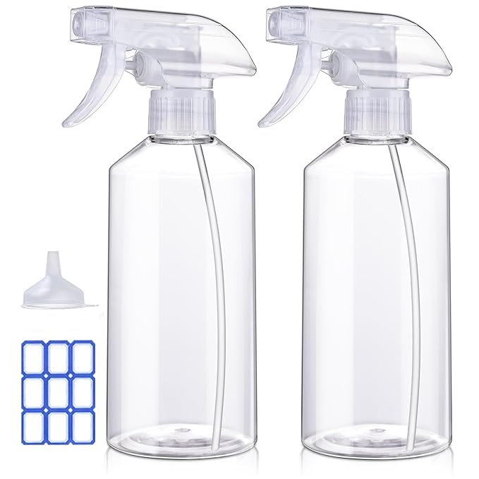 JohnBee Spray Bottles - 16.9oz/2Pack - Premium Adjustable Spray Bottles for Cleaning - No Leak And Clog Mister Spray Bottle - Spray Bottle For Hair, Plants, Pet, Vinegar, And Rubbing Alcohol Reagent