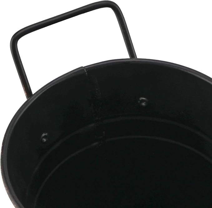 4 Pack 9 Inch Tall Galvanized Flower Bucket, Black Farmhouse French Flower Bucket with Handle, Small Rustic Vintage Metal Vases for Flower, Centerpieces, Floral Arrangements