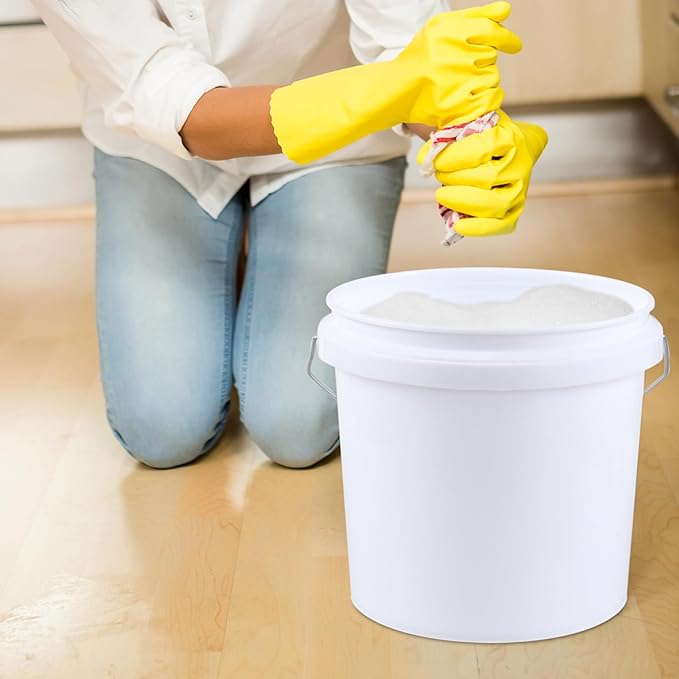 4-Pack 4 Gallon Food Grade Plastic Bucket Pail Container with Lid, Industrial Paint Pail Container Bucket, White