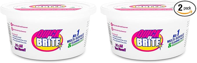 Quick 'n Brite All Purpose Cleaning Paste – Miracle Cleaner for Tough Stains | Eco-Friendly, Non-Toxic, Pet-Safe | Multi-Surface Stain Remover | Made in USA, 12oz (Pack of 2)
