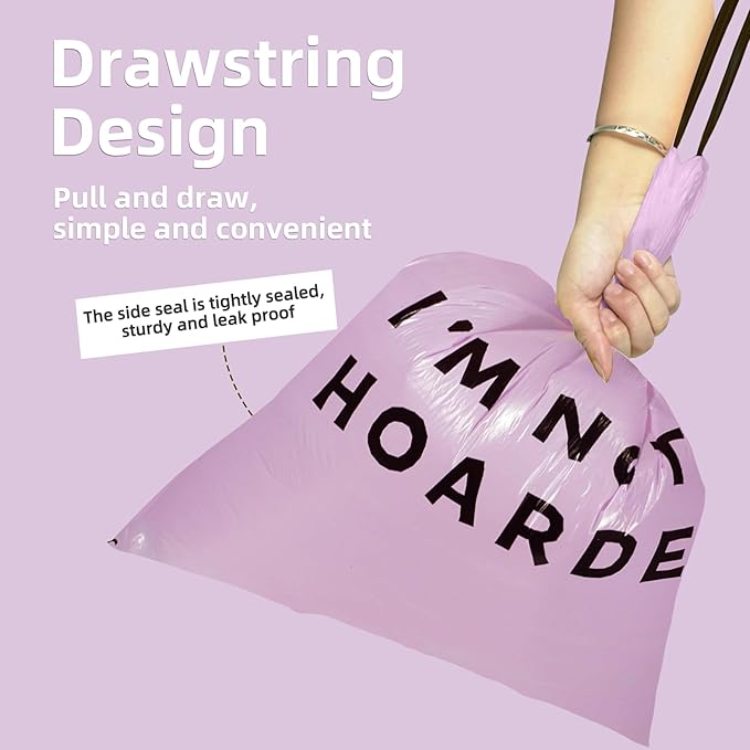 13 Gallon Trash Bags Drawstring, 50 Count Tall Kitchen Trash Bags, Sturdy Large Trash Bags, Not Hoarder Printed Garbage Bags 13 Gallon Tall Kitchen, Tear Resistant Kitchen Garbage Bags for Kitchen