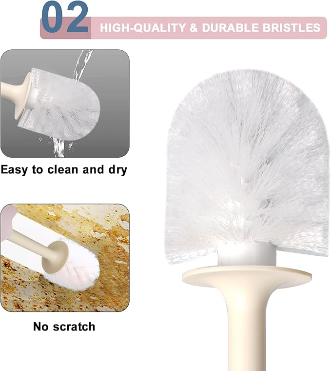 Dinosaur Shape Toilet Brush, Cute, Compact, 1-Pack, Pink, TPR Bristles