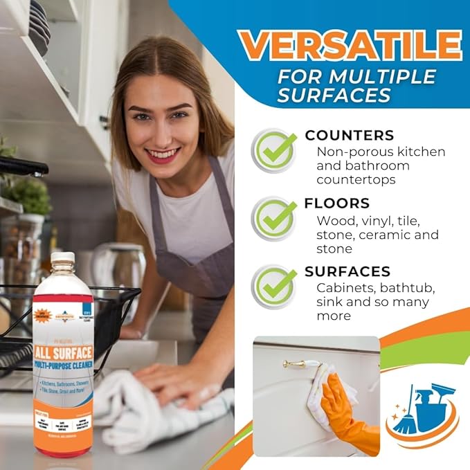 All-Surface Daily Cleaner Concentrate – pH-Neutral, Residue-Free Formula for Tile, Grout, Natural Stone, LVP, Laminate & Sealed Wood – Kitchens, Bathrooms, Showers & Floors