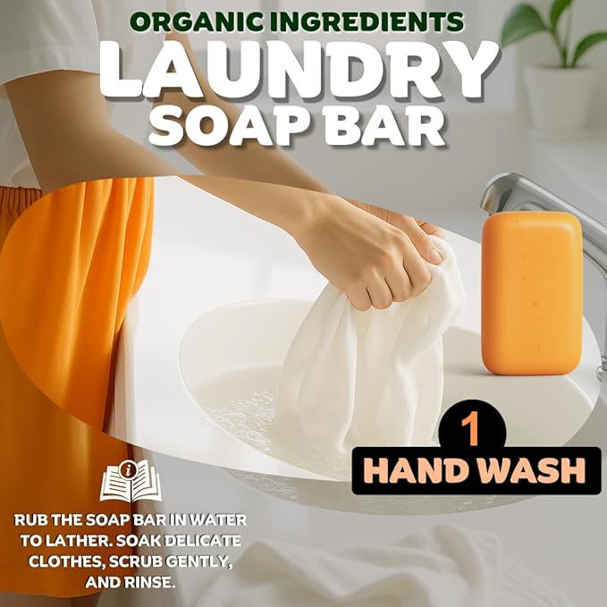 KELEBS Laundry Soap Bar - Hypoallergenic and Organic Citrus Formula for Sensitive Skin - Stain Remover for Delicate Clothes, Underwear, Collar - 2 Bars