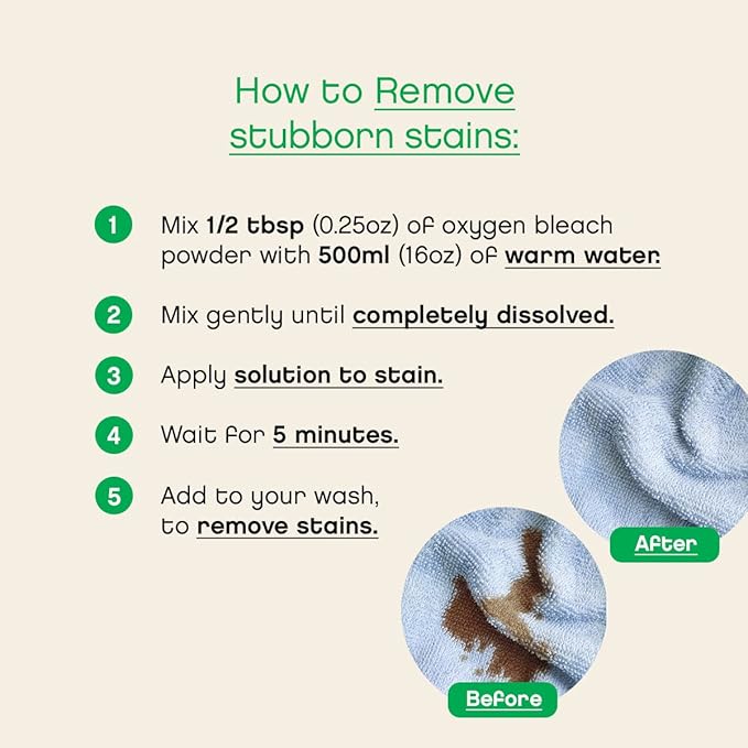 Unscented Oxygen Bleach Powder and Color Safe Stain Remover by AspenClean, Zero plastic, EWG Verified™, Vegan, Non-Bio, Hypoallergenic, Bleach Alternative - 45 Loads