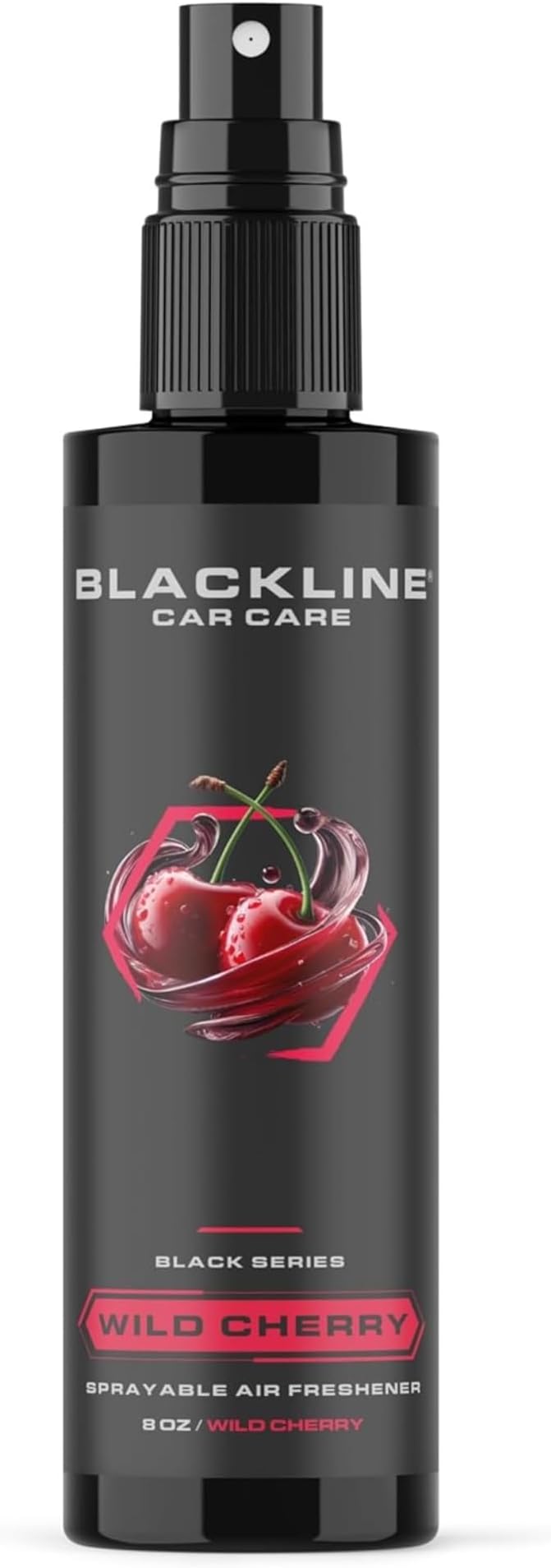 Blackline Car Care - Wild Cherry Car Air Freshener, Long-Lasting, Oder Eliminator, for Cars, Trucks, SUV, or Home Use - 8 fl OZ - Wild Cherry Air Freshener - Cherry Spray