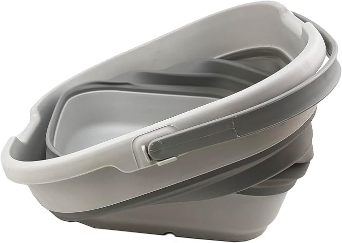 SAMMART 9.5L (2.5 Gallon) Collapsible Rectangular Handy Basket/Bucket (Grey (Set of 2))