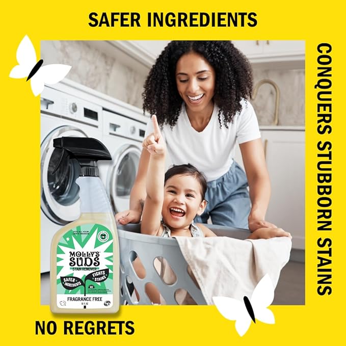 Molly's Suds Stain Remover Spray | Gentle Yet Powerful, Great for Baby & Pet Stains | Clean, Simple Ingredients (Fragrance Free) (16 Fl Oz (Pack of 2))