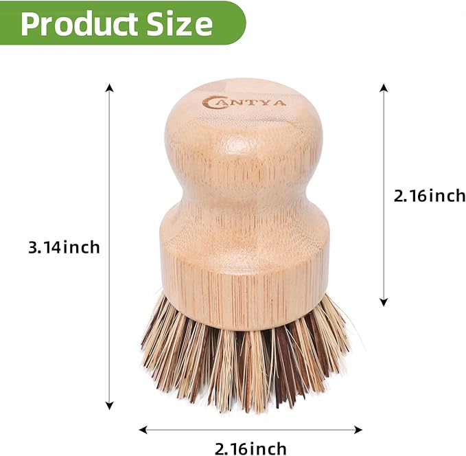 6 Pack Kitchen Scrub Brush for Dishes - Hard Bristle, Natural Dish Scrubber Brush Environmental Protection and Durable, Kitchen Scrubbers for Dishes, Pots, Pans, Grills and Stoves