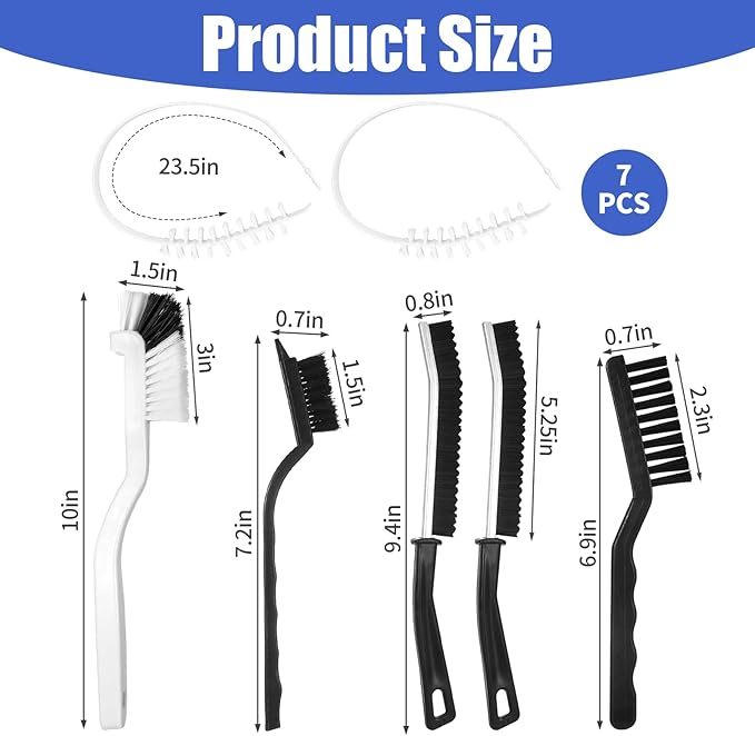 7 Pcs Washing Machine Cleaning Brush Set, Front Load Washer Scrub Cleaner Tools Accessories 2 Drum Laundry Cleaner Brushes and 5 Crevice Brushes, Small Thin Tools for Tight Spaces Rubber Seal