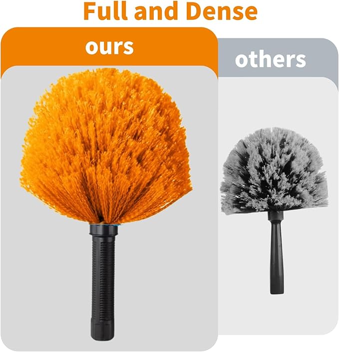 4 Pack Screw on Webster Cobweb Duster Head for Pole,Spider Web Remover Brush, Cobweb Duster Head Attachment,Fits Standard 3/4 inch Threaded Poles(4, Orange)