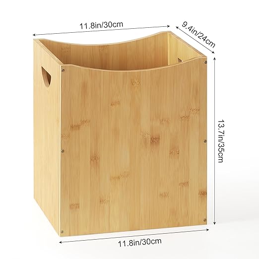 MOOACE Small Wastebaskets 2 Pack, 5 Gallon Trash Can with Handles, Rectangular Waste Baskets Bamboo Garbage Can for Bathroom Kitchen Living Room Office Decorative Under Counter