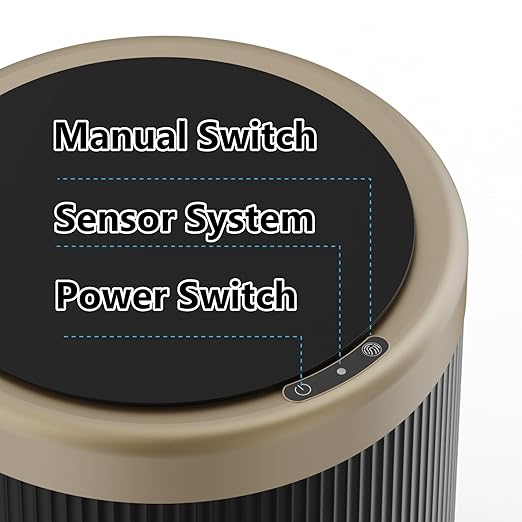 URALFA Automatic Motion Sensor Bathroom Trash Can with Lid, 10.5 Liter / 2.8 Gallon Touchless Trash Bin, Smart Dog Proof Garbage Can, Small Waste Basket for Toilet, Office, Bedroom (Dark Grey)