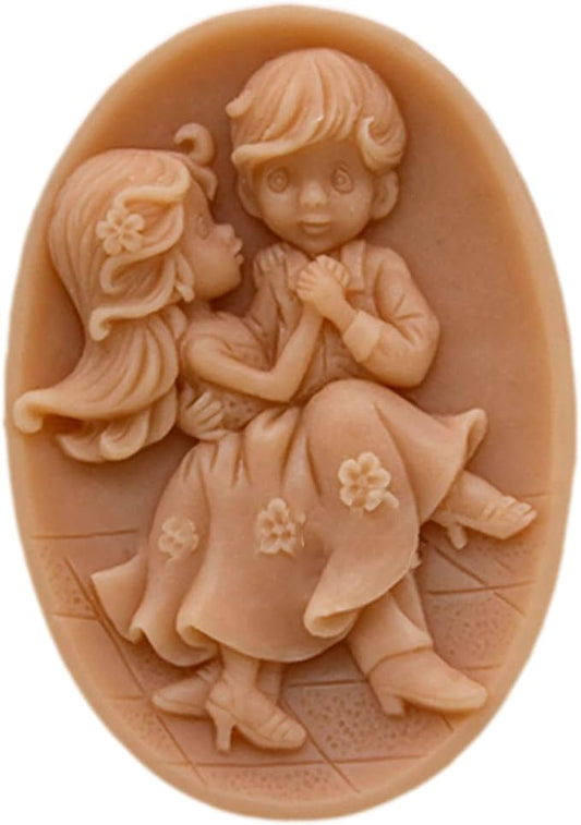 Soap Mold Silicone Soap Molds for Soap Making Craft DIY Handmade Chocolate Candy Cake Mold Oval Lover Dancing Wedding (12357)