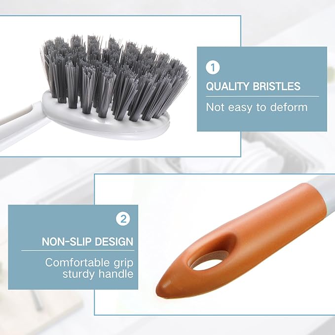 Patelai 12 Pack Kitchen Scrub Dish Brush with Long Handle Dish Scrubber with Stiff Bristles Scrub Brushes for Kitchen Dishes Washing Tools, Pots, Pans and Sink Cleaning (Multicolor)