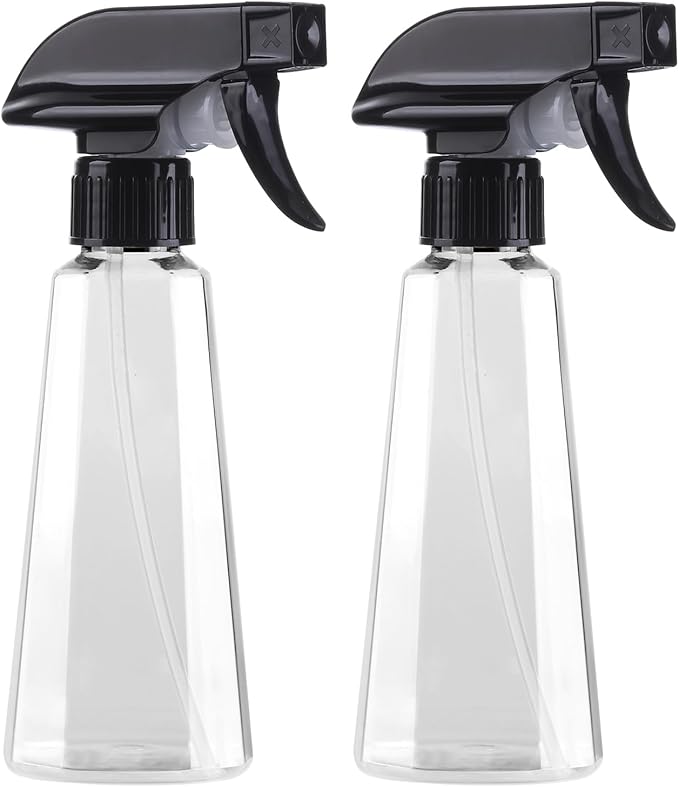 Plastic Spray Bottle 9.5 oz - 2 Pack Empty Spray Bottle for Hair, BPA Free Adjustable Mist/Stream for Plants, Cleaning, Pet