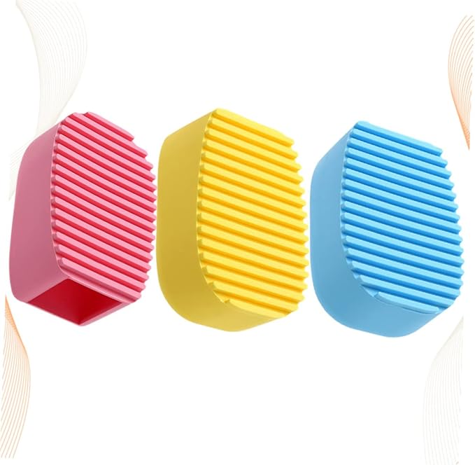 3pcs Mini Handheld Washboard Candy Silicone Laundry Brush for Stains and Spots Cleaning for Cuffs Collars Socks and More Yellow