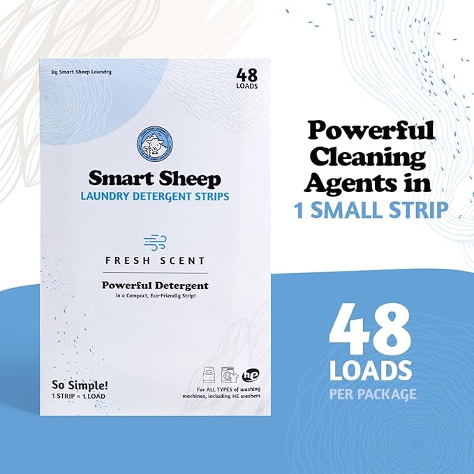 Smart Sheep - Laundry Strips - 480 loads 10 PACK- Laundry Detergent Strips - Detergent Strips for Sensitive Skin -Convenient Eco Friendly & Plastic Free -Perfect for Home Travel & Camping -Fresh Scent