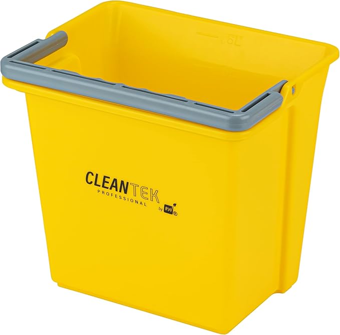 Restaurantware-Clean Tek Professional 6 Quart Cleaning Bucket, 1 Utility Pail with Handle - Heavy-Duty, Portable, Yellow Plastic Washing Pail, Perfect for Household, Outdoor, Car Wash and More