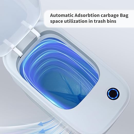 JOYBOS Small Bathroom Trash Cans with Lids,3.8 Gallon Slim White Plastic Automatic Garbage Can,Narrow Motion Sensor Waterproof Trash Bin for Bedroom, Toilet,Office