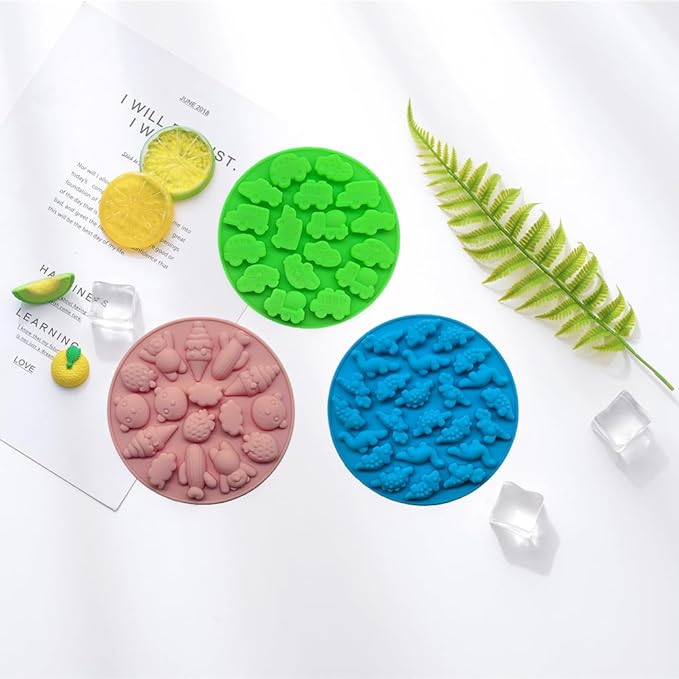 Gummy Candy Molds - Silicone Gummy Bear/Dinosaur/Car Molds for Kids,Non-stick and Bpa Free for Mini Candy Chocolate Gummies Baking