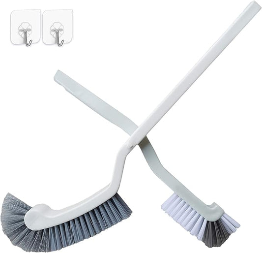 Bathroom Brushes Kitchen Cleaning Brush Set Toilet Bowl Brush Scrub Brush Home Cleaner Floor Stiff Bristles with Adhesive Hooks Plastic Handle Durable 13.5-Inch Deep Cleaning