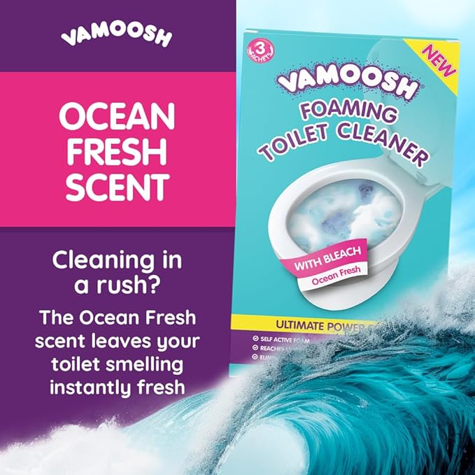 Vamoosh 6-in-1 Foaming Toilet Bowl Cleaner | Self-Activating Foam Technology | Stays Active for 10 Minutes | Easy to Use | Removes Stains | Eliminates Limescale & Removes Odor | 100g (Pack of 12)
