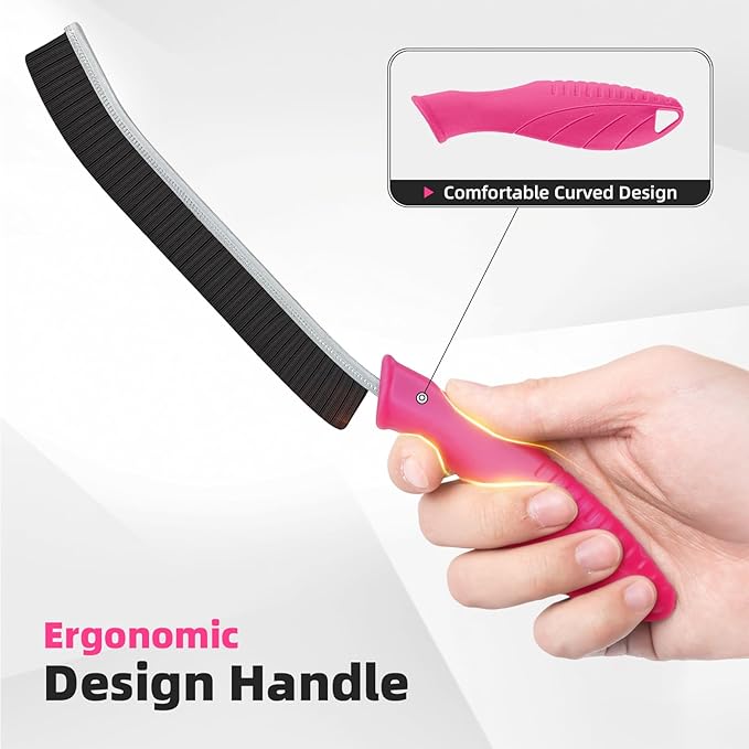 Hard Bristle Crevice Cleaning Brush - Cleaning Supplies - Grout Cleaning Brushes for Household Use - Crevice Cleaning Tool for Bathroom, Home and Kitchen (3, Rose)