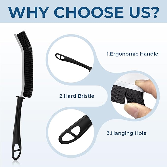 Crevice Cleaning Brushes, Scrub Brush for Hard to Reach Small Space, Home Essentials, Cleaning Supplies, Cleaning Tools for Household Use, Bathroom, Shower, Kitchen, Window, Toilet (6, Black)