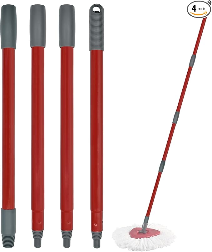 Mop Handle for Ocedar, Mop Handle for O Cedar, Spin Mop Replacement Handle for O Cedar, 4 Section 30" to 58" Mop Handles for Ocedar Spin Mop & H2pro Flat Mop, Mop Stick Mop Pole Handle for Ocedar Mop