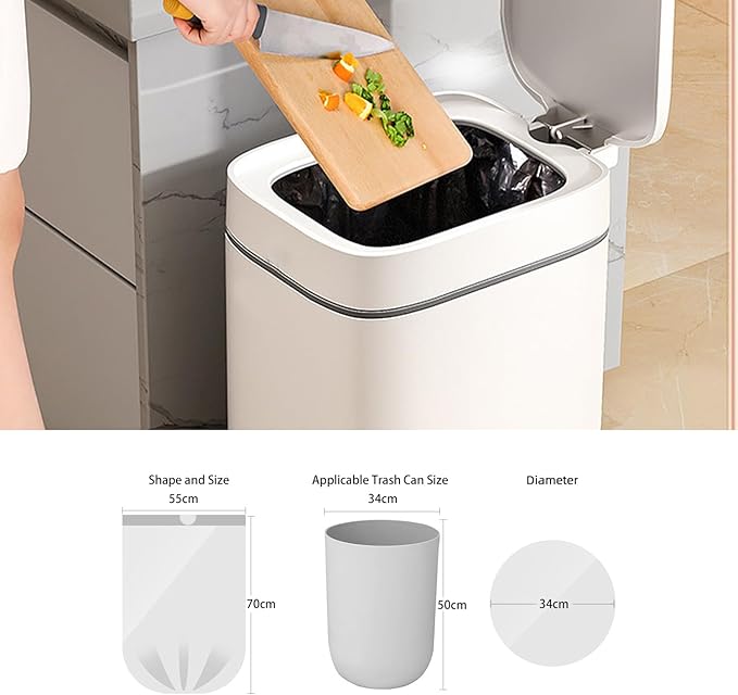 8 Gallon Trash Bags, Drawstring Garbage Bags, 1.32Mil Thickness, 55 * 70cm, 9.9g/pcs, Pack of 34, Unscented, Black