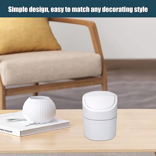 Mini Desk Trash Can with Lid with Trash Bags 180 Pcs Swing-Lid Tiny Countertop Garbage Bin Small Table Top Plastic Covered Waste Basket