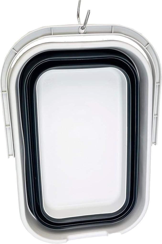 SAMMART 12L (3.1 Gallon) Collapsible Rectangular Handy Basket/Bucket/Multiuse Foldable Water Pail for Camping, Fishing (Slate Grey (Set of 2))