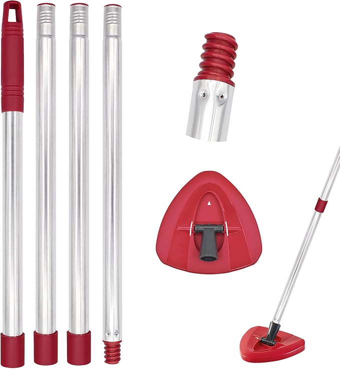 Mop Handle for Ocedar, Mop Handle for O Cedar, Spin Mops Replacement Stick and Base for Ocedar, 4-Section Mops Handles and Base for O Cedar, 30" to 58" Mop Stick Pole and Base for Cedar Mop