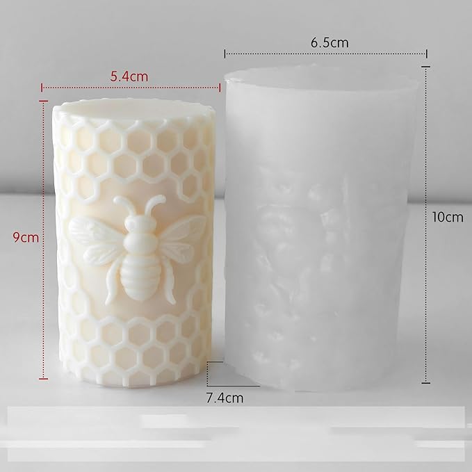 Honeycomb Cylinder Flower Succulent Peony Cylinder Candle & Resin Mold - Resin Casting Silicone Molds for Home Decor & Candle Making Wave Spiral Mold