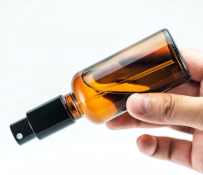 YIZHAO Amber Glass Spray Bottles 1oz, with Small Fine Mist Spray, Metal Cap, Refillable for Essential Oil,Travel,Cleaning,Perfume,Aromatherapy,Makeup – 24 Pcs