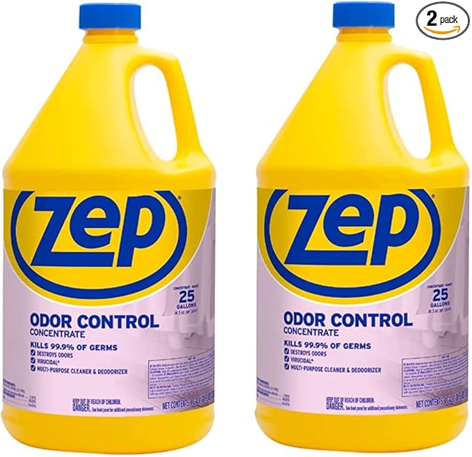 Zep Odor Control Concentrate - 1 Gallon (Case of 2) ECZUOCC1282 - Cleans, Deodorizes & Disinfects Many Household Germs, Removes Mildew Stains, Destroys Odors