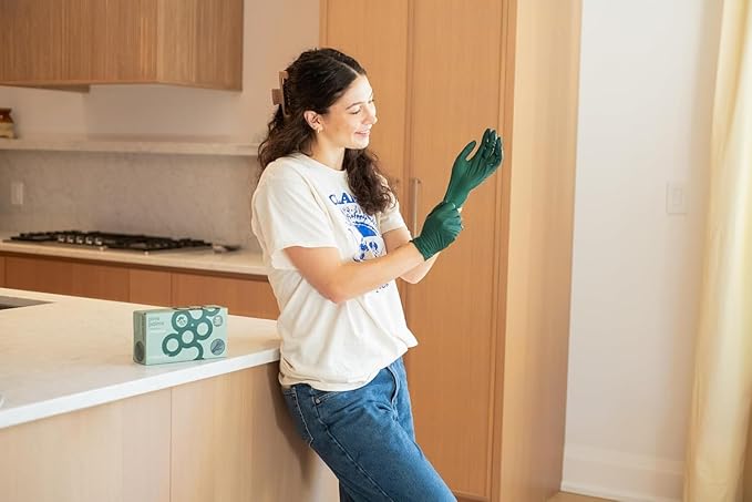 FRAMAR Green Gloves Disposable Latex Free – Powder Free Nitrile Gloves Small, Disposable Rubber Glove Small Nitrile Biodegradable Glove – 100 Pk