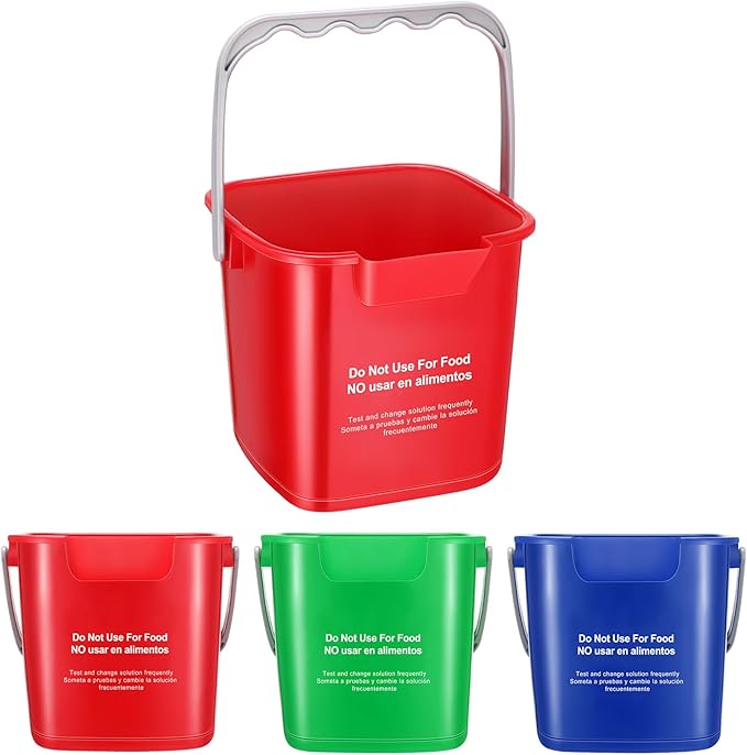 Uiifan 3 Pcs 6 Quart Bucket for Cleaning Small Sanitizing Square Bucket Detergent Pail Plastic Utility Cleaning Pail for Home Commercial Restaurant Kitchen Office School Commercial Use (Multicolor)
