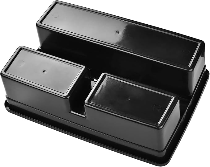 3-Compartment Plastic Cleaning Caddy Basket – Stackable Large Commercial Quality Plastic Tool Organizer Bucket with Handle, Black