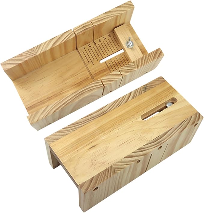 ZOENHOU 7PCS 42oz Soap Molds with Stainless Steel Wavy Slicer and Straight Slicer, Soap Loaf Bar Rectangular Silicone Soap Making Molds Kit with Wood Box DIY Tool Set for Soap Making Supplies