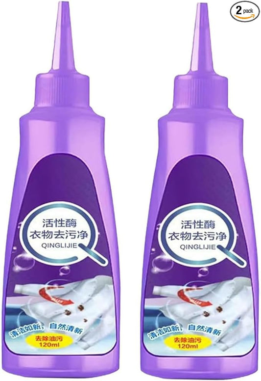 Clothes Oil Stain Remover,Active Enzyme Clothing Stain Remover, Active Enzymatic Laundry Cleaning, active enzyme laundry stain remover, Stubborn Stains Cleaner (2PCS)