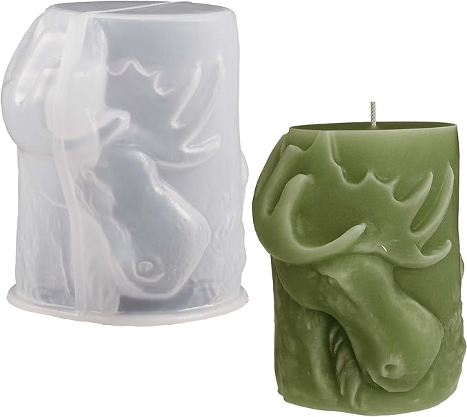 Cylinder Deer Silicone Molds - Resin, Cake, Soap & Clay Molds - Candle Making & Craft Supplies