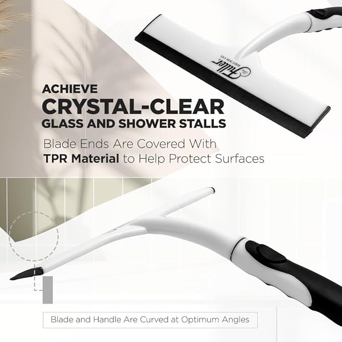Fuller Brush Easy Grip Handheld Squeegee - for Shower Walls, Doors, Tub Surfaces, Windows, Mirrors & Vehicle Windshields - ThermoPlastic Rubber Blade - Comfort Grip Handle with Built-in Finger Groove