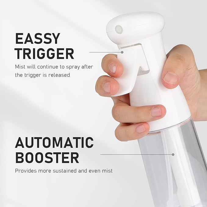 Spray Bottle For Hair, Continuous Mister Empty Spray Bottles, Ultra Fine Mist Water Sprayer for Hairstyling, Cleaning, Plants, Pets, Barbers, Salons, Essential Oil Scents - 2 Pack 6.8 OZ
